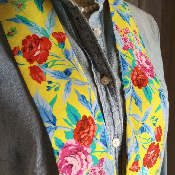 Liberty of London Art Fabric Skinny Scarf Matilda Rose Yellow Bespoke - Picture 4 of 15